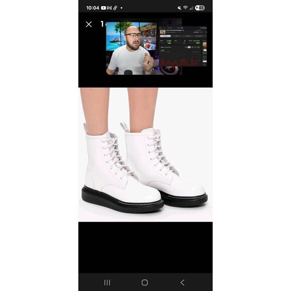 Alexander McQueen Boots Women's 10.5 White Hybrid Lace Up Combat Leather - Picture 9 of 10